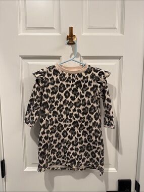 Crewcuts Cream and Black Leopard Print Long Sleeve Dress